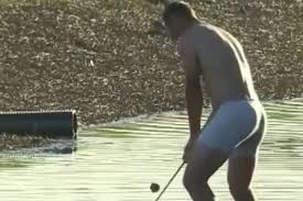 Golfer Plays Through in Boxers